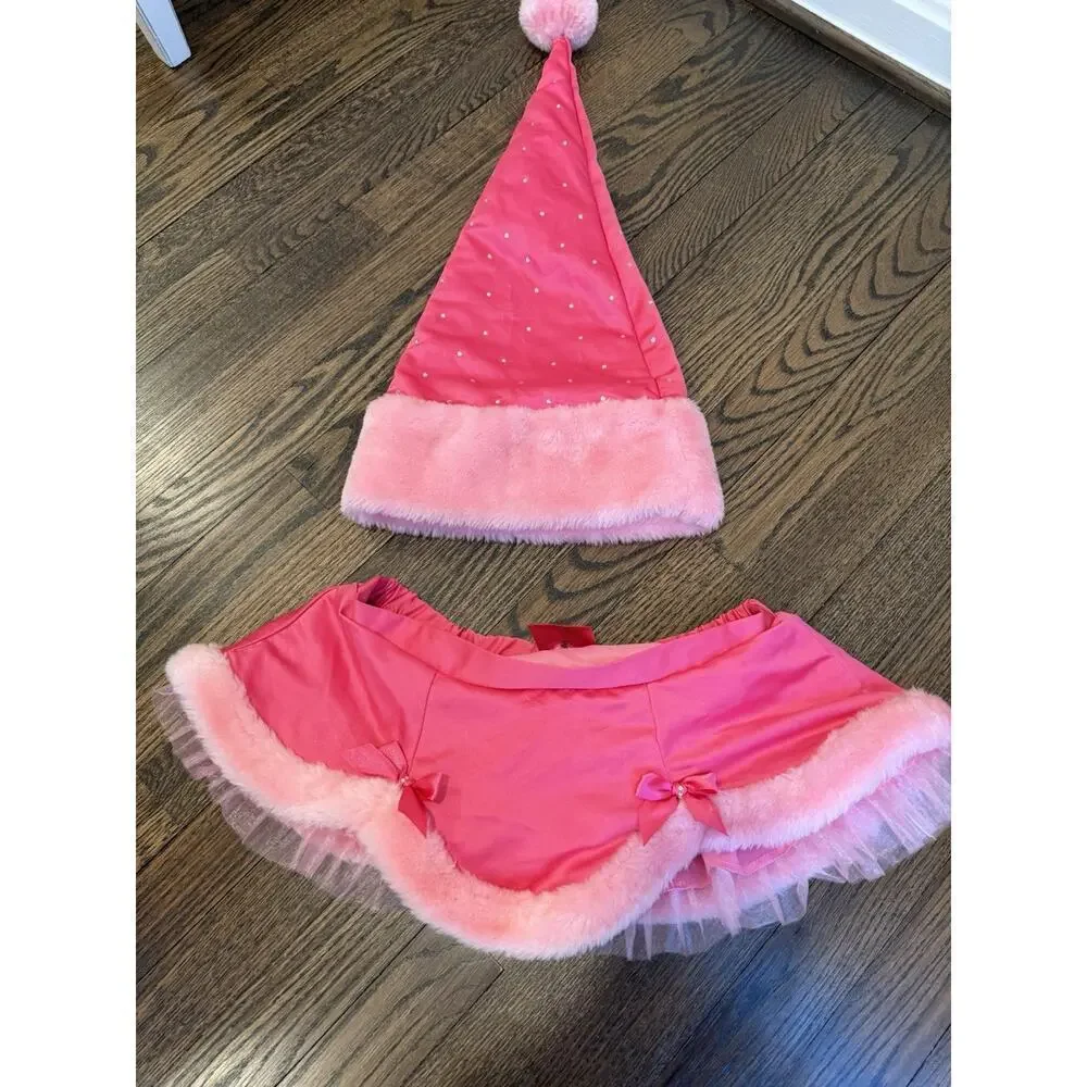 Victoria's Secret Vintage Limited Edition Pink Satin Santa Skirt & Marching Hat